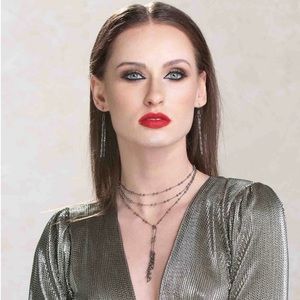 HUNTER fringe bell lariat necklace (sliver)